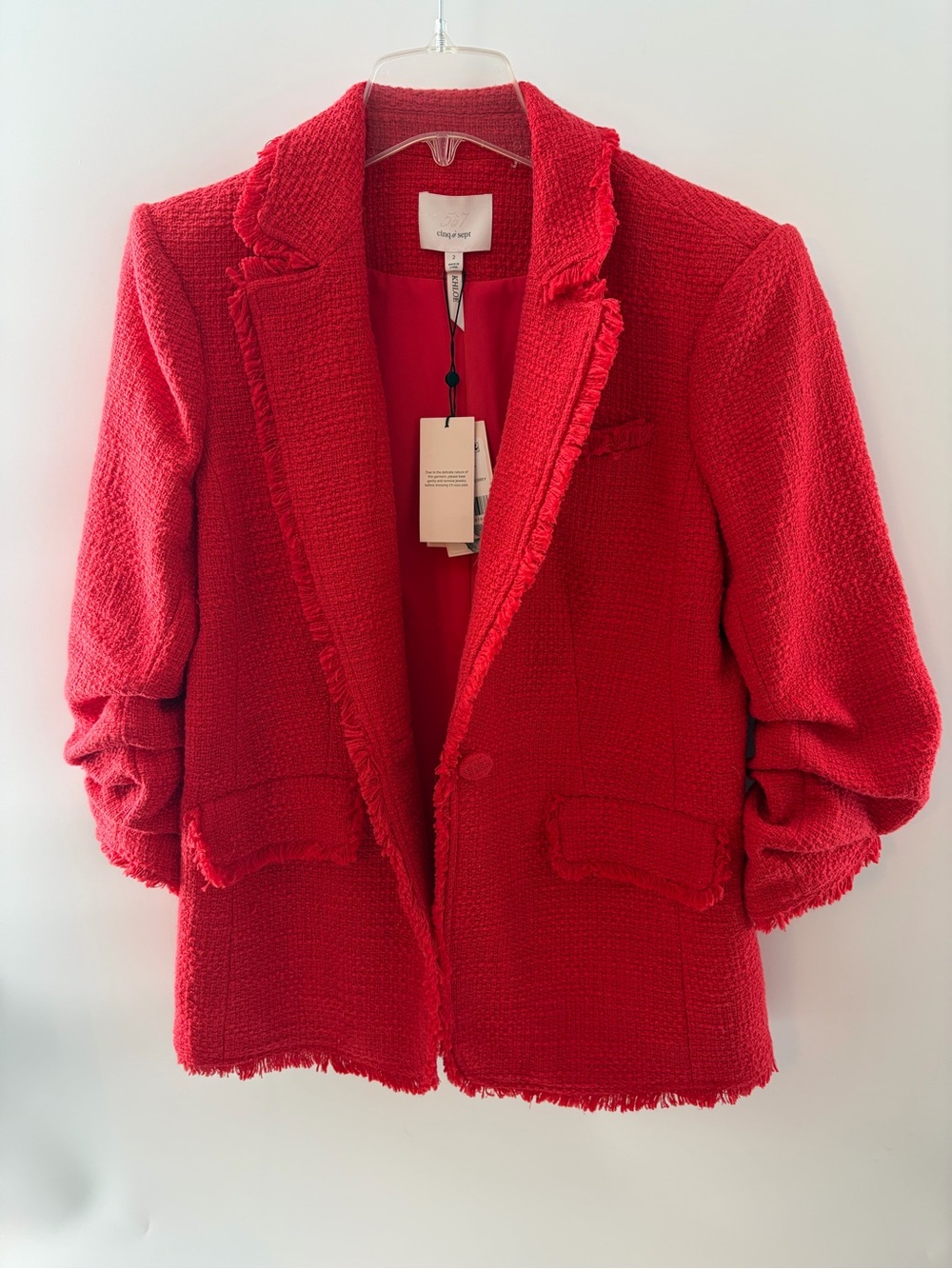 cinq a sept Khloe in Faded Raspberry Textured Bouclé Blazer Jacket Size 2 NWT